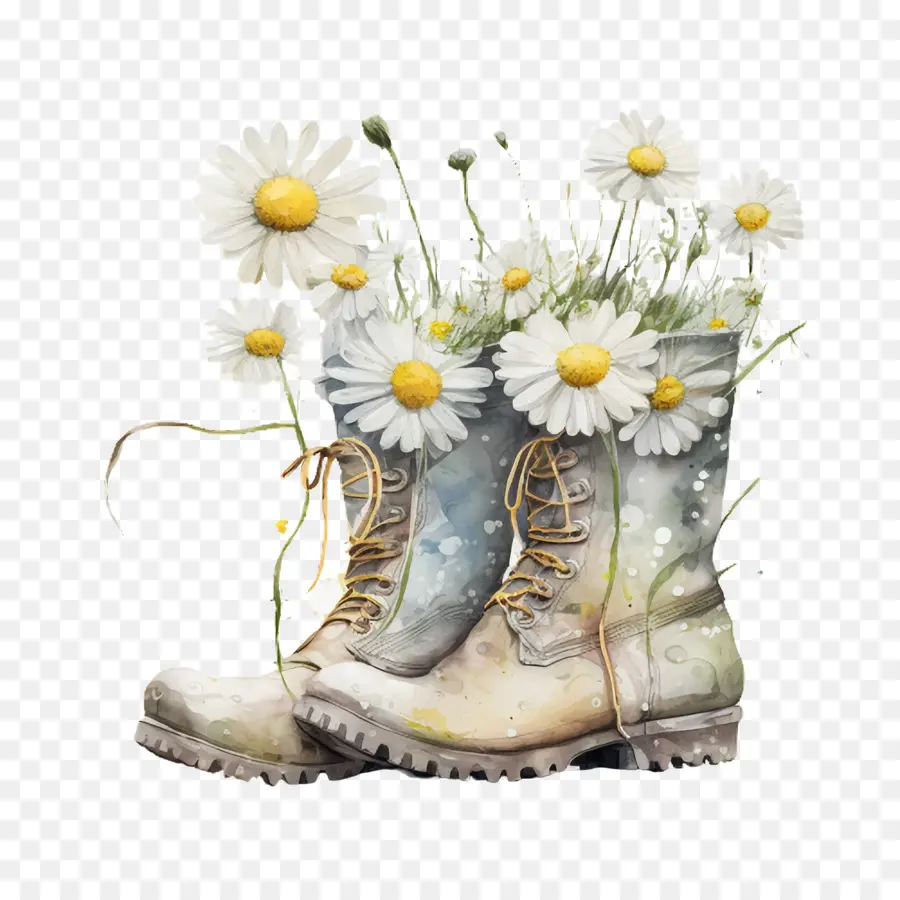 Aquarela Daisy，Daisy Em Botas De Borracha PNG