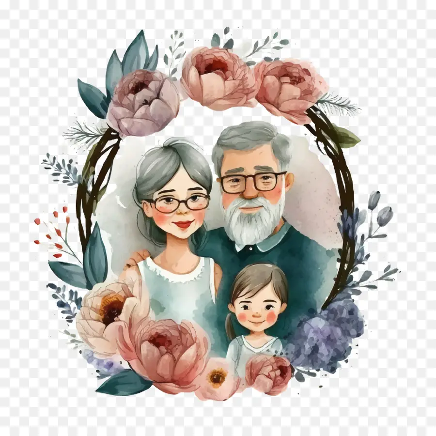 Família Aquarela，Retrato Floral De Família PNG