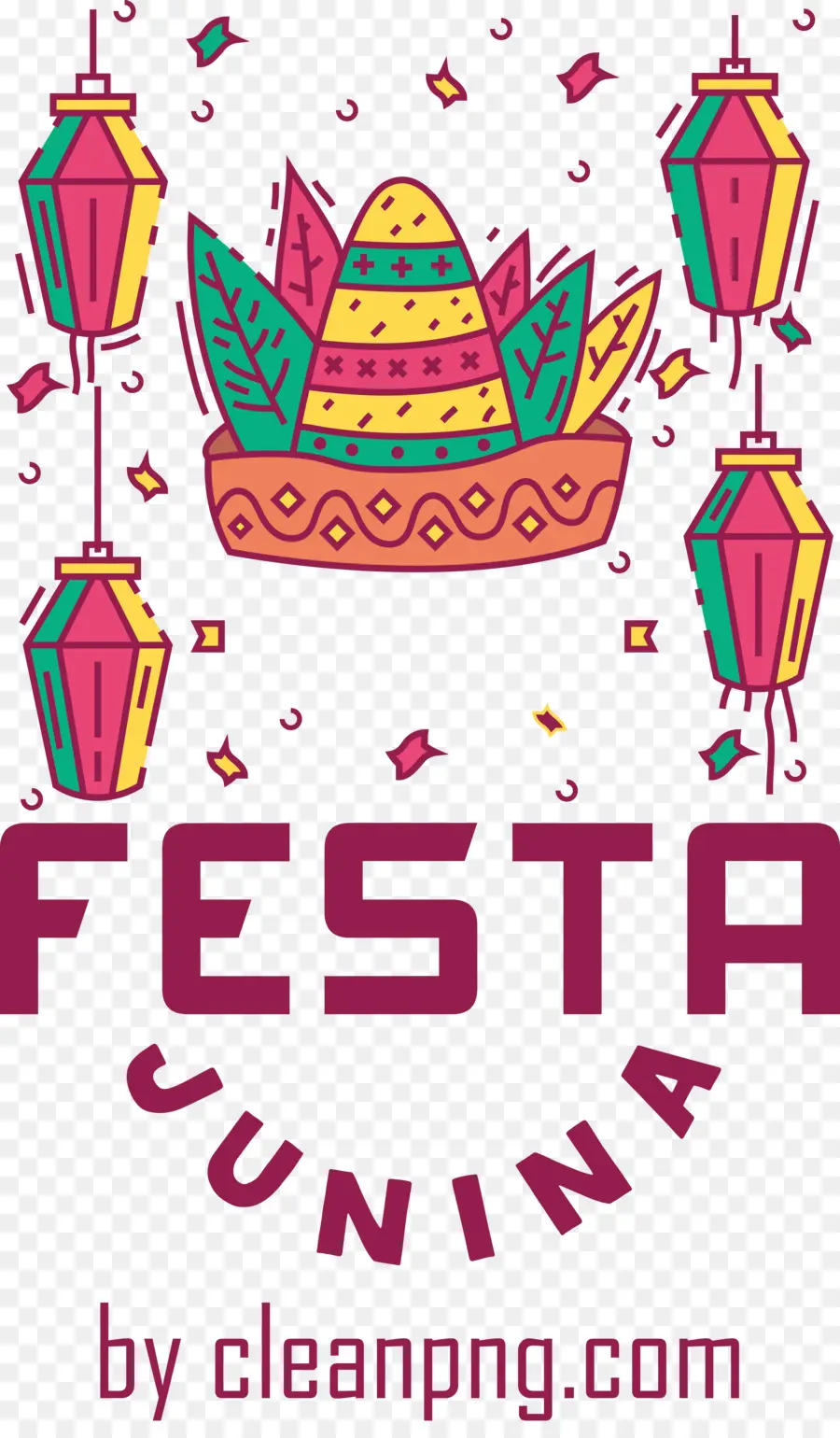 Festa Junina，Chapéu E Lanternas PNG