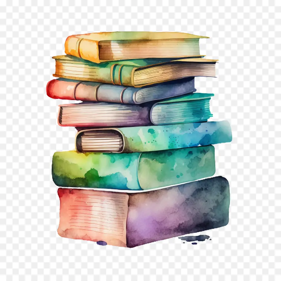 Livros Em Aquarela，Livros De Desenhos Animados PNG