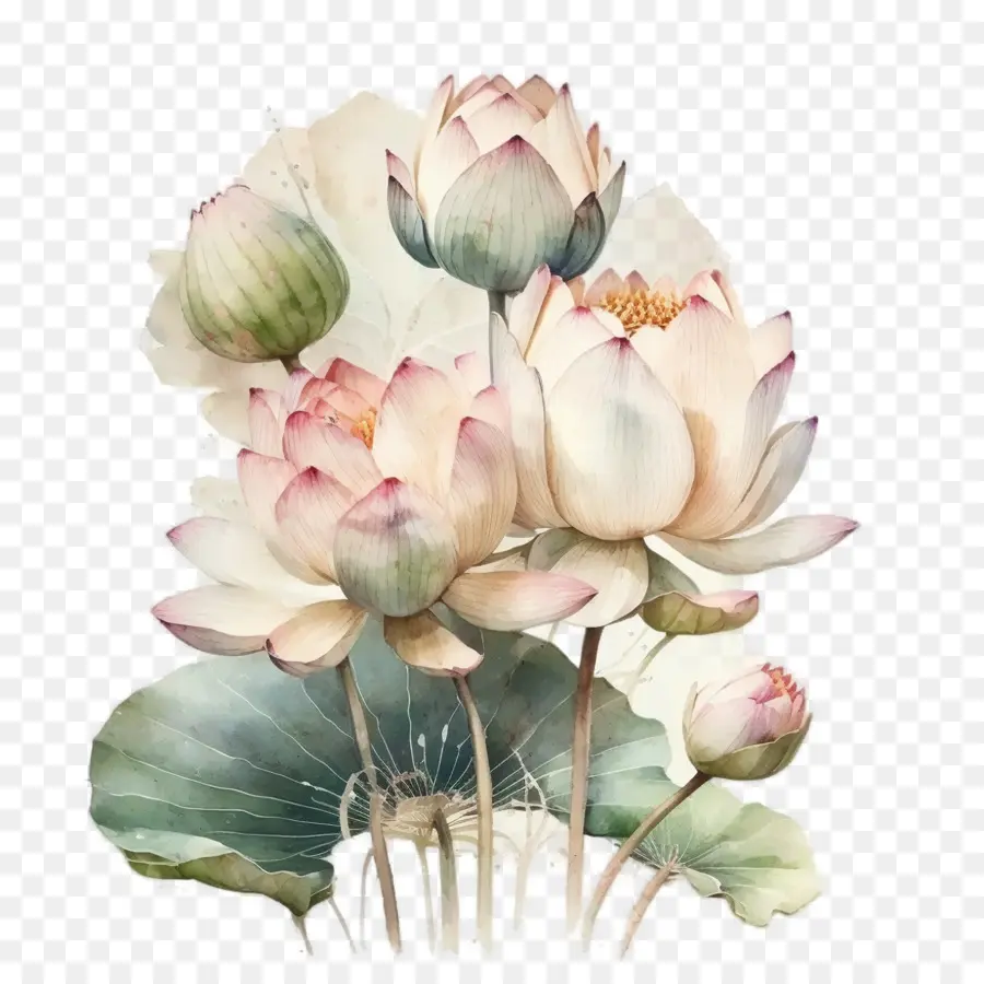 Lótus Aquarela，Flor De Lótus PNG