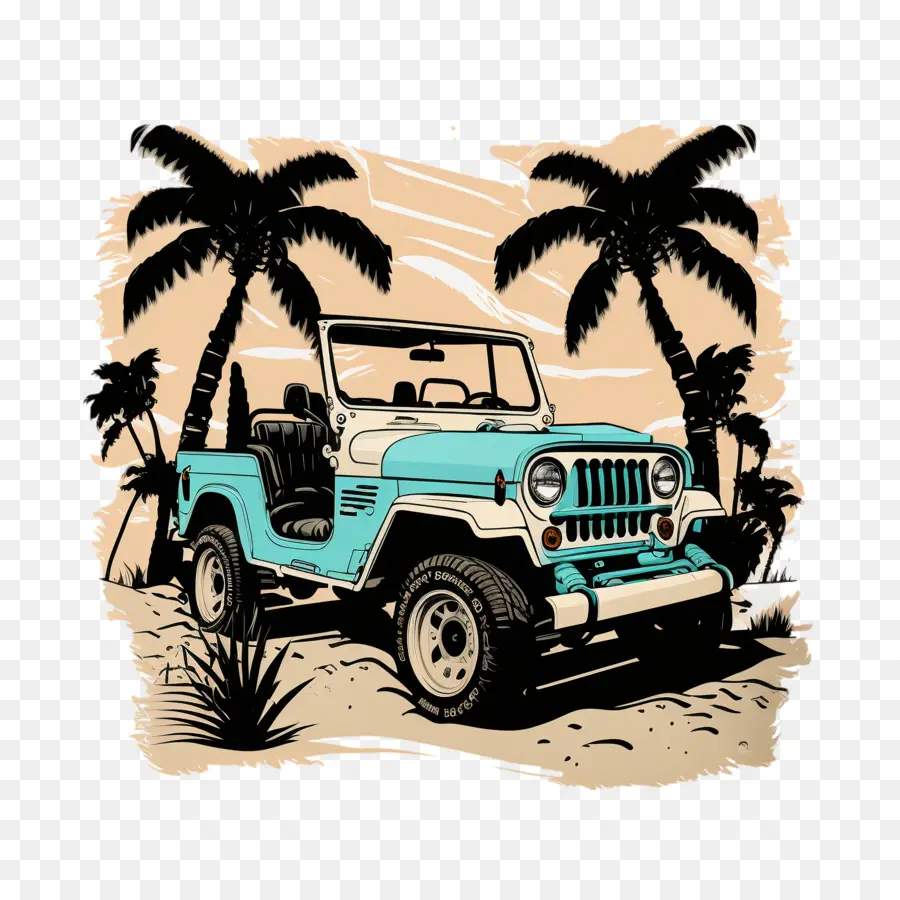Cartoon Jeep，Palm PNG