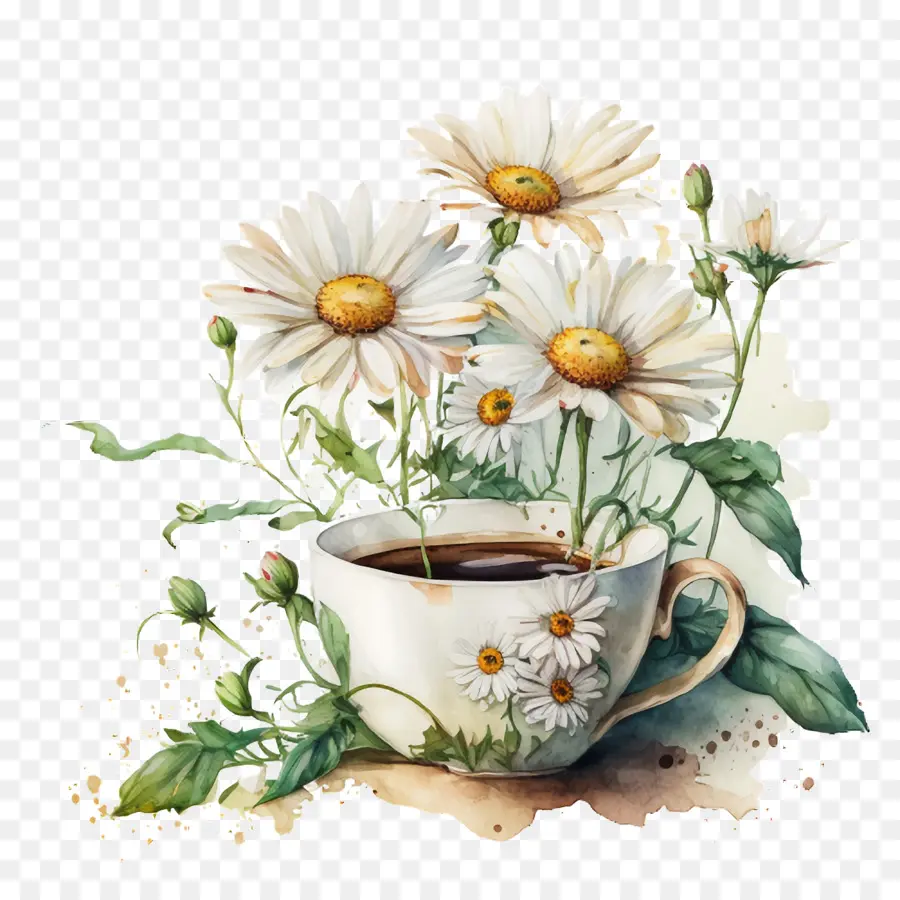 Aquarela Daisy，Aquarela Flor PNG