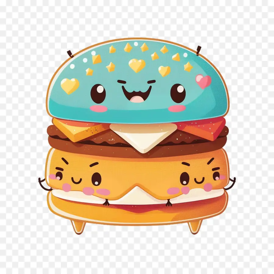 Hamburguer De Queijo Duplo，Kawaii Burger PNG