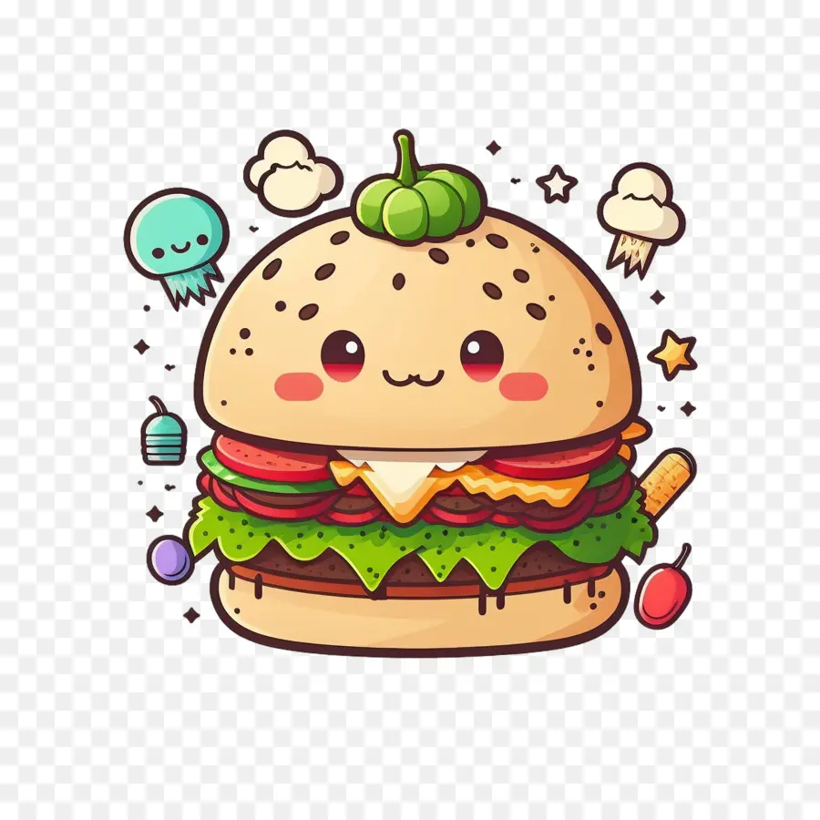 Cartoon Hamburger，Kawaii Hamburger PNG