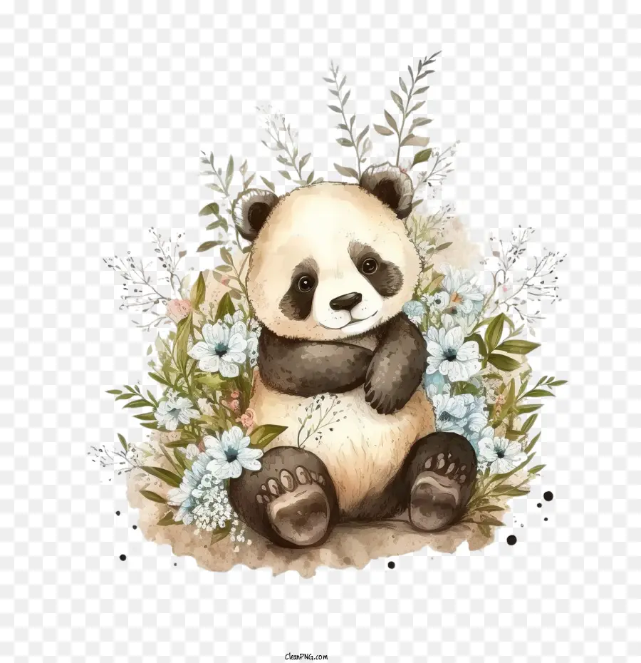 Aquarela Panda，Panda Bonito PNG