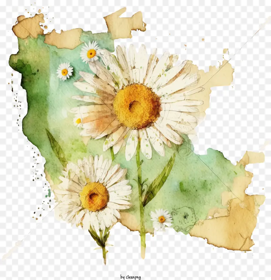 Aquarela Daisy，Retro Daisy PNG