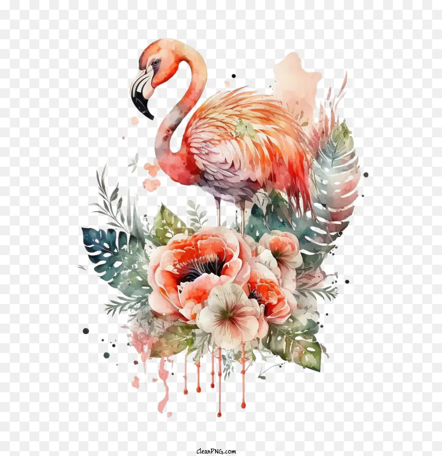 Aquarela Flamingo，Flamingo Fofo PNG