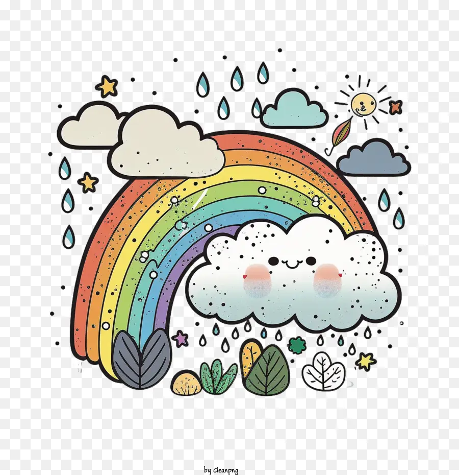 Desenhado A Mão，Doodle Rainbow PNG