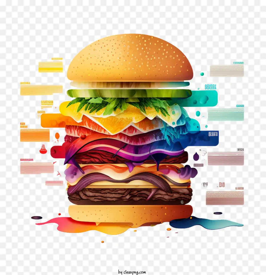 Cores Do Hambúrguer Dos Anos 90，Burger De Desenhos Animados PNG