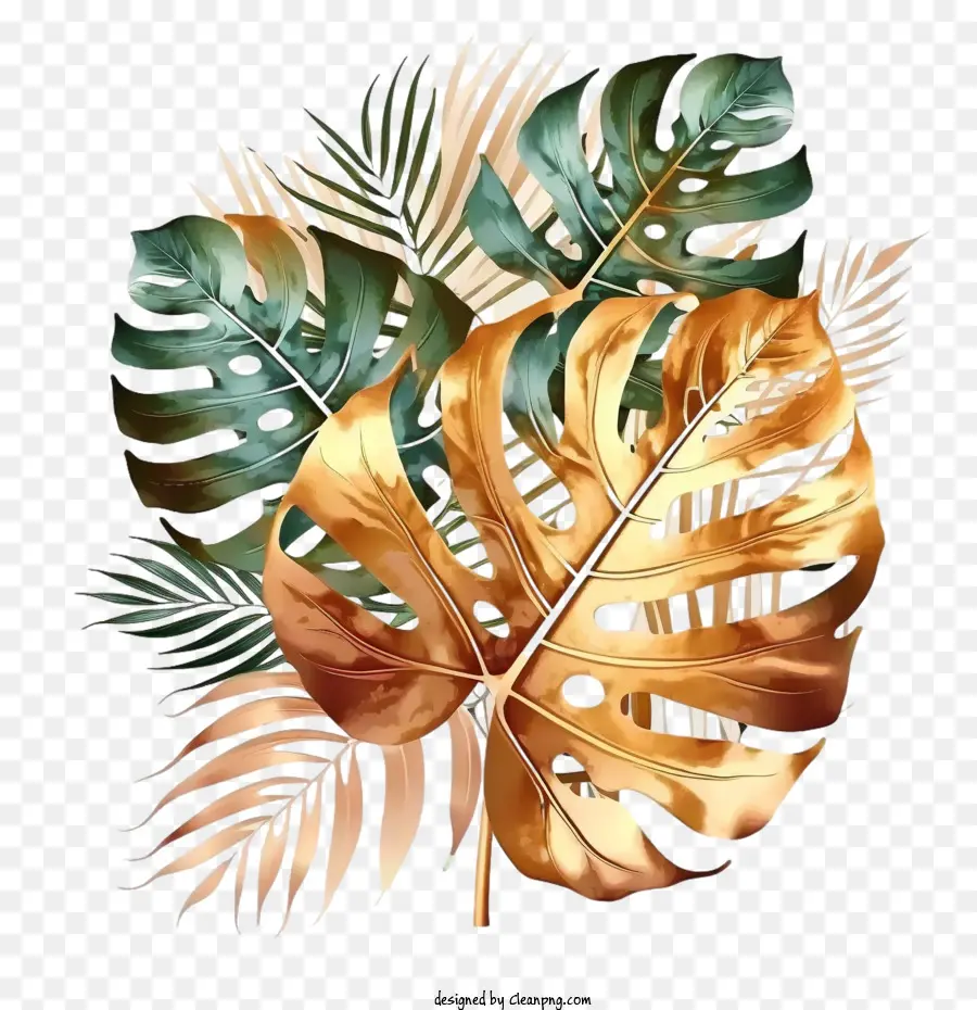 Folhas De Monstera Em Aquarela，Folhas De Luxo Monstera PNG