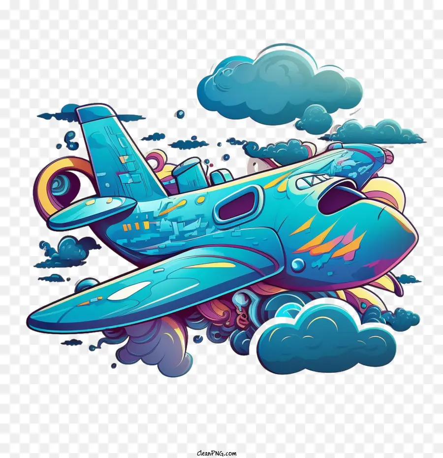 Cartoon Avião，Avião Azul PNG