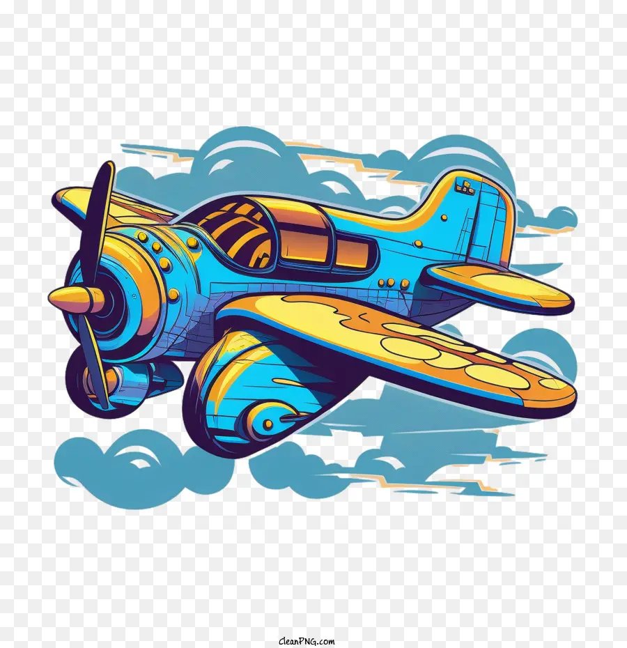 Cartoon Avião，Avião Azul PNG