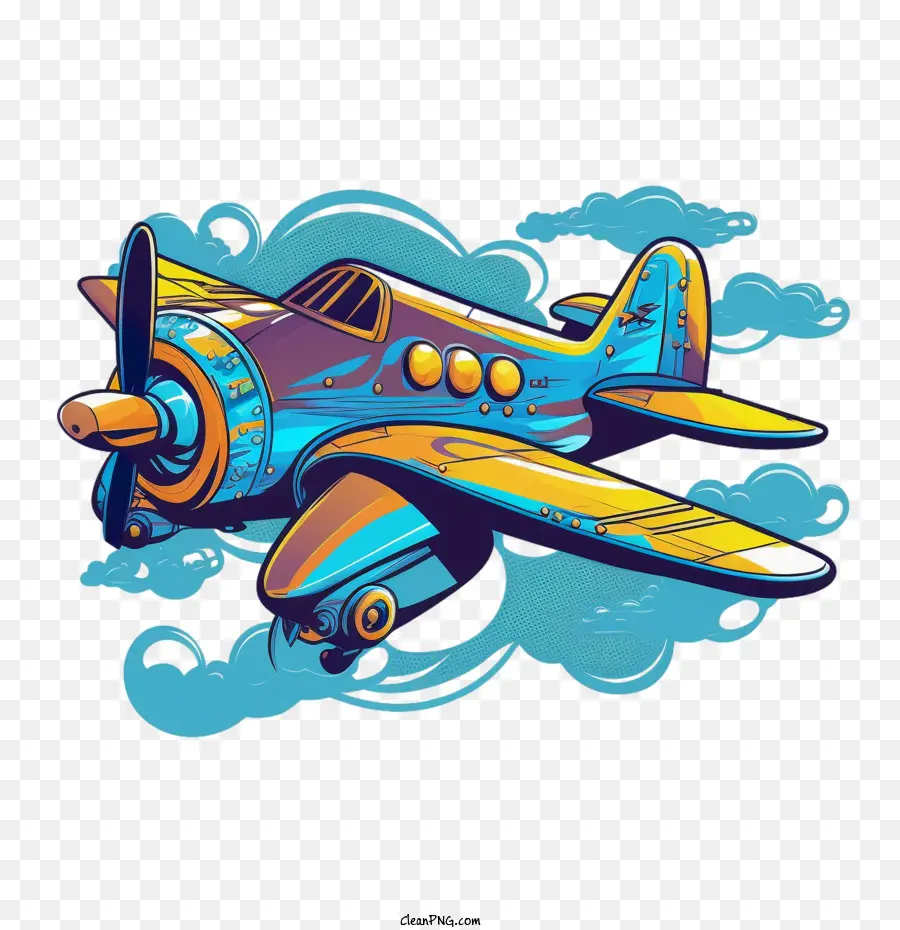 Cartoon Avião，Avião Azul PNG