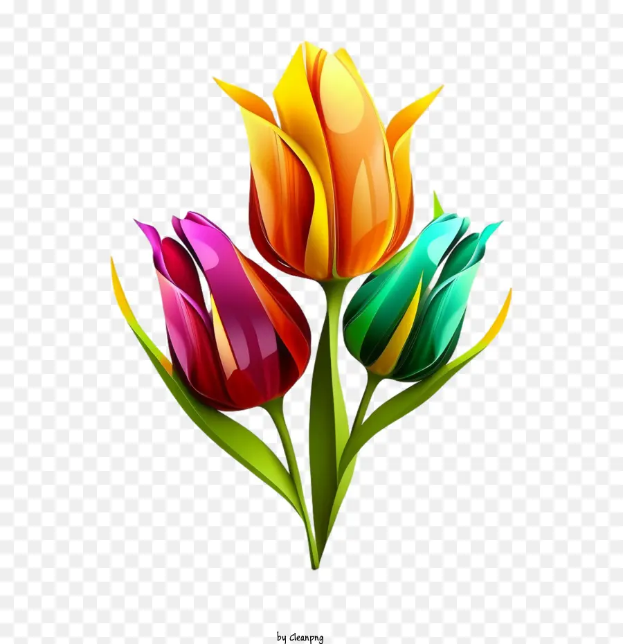 Tulipa Colorida，Cartoon Tulip PNG