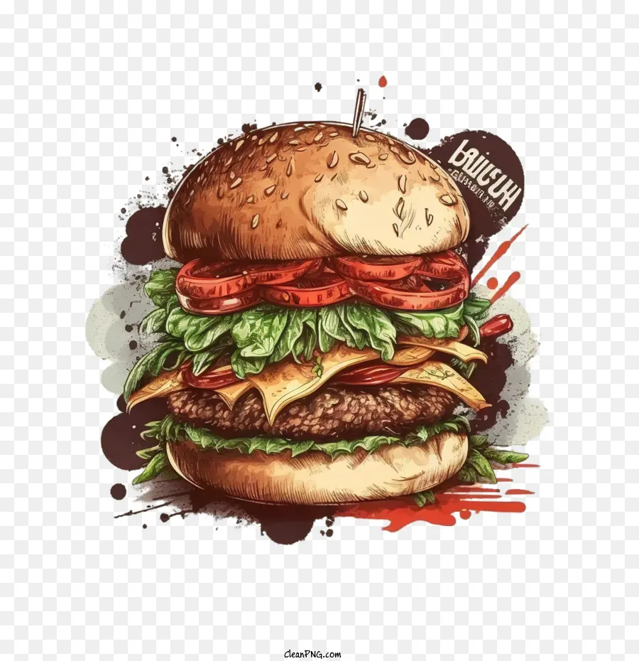 Burger Desenhado à Mão， PNG