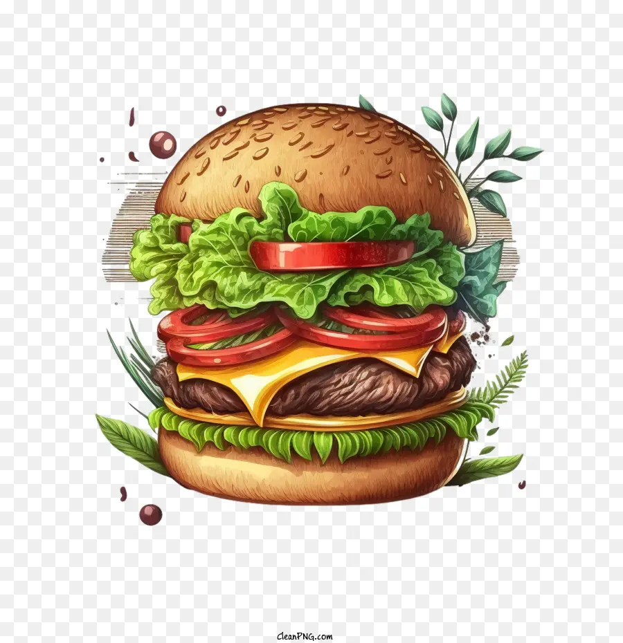 Burger Desenhado à Mão， PNG