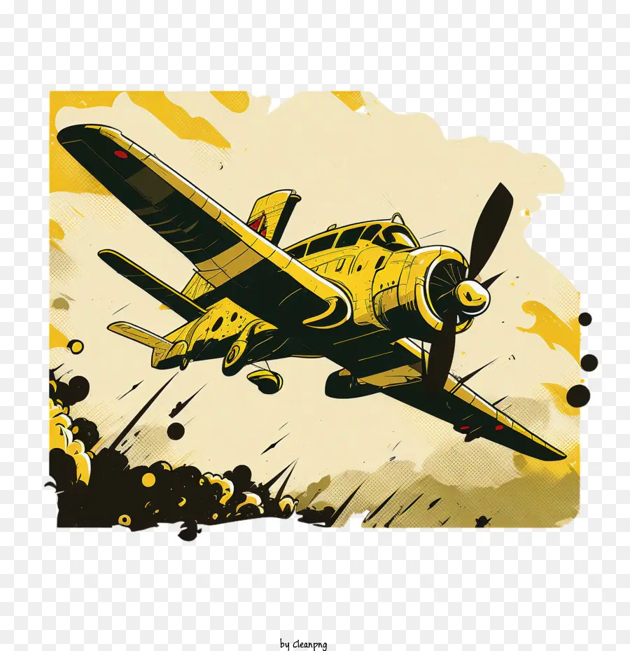 Amarelo Avião，Avião De Quadrinhos PNG