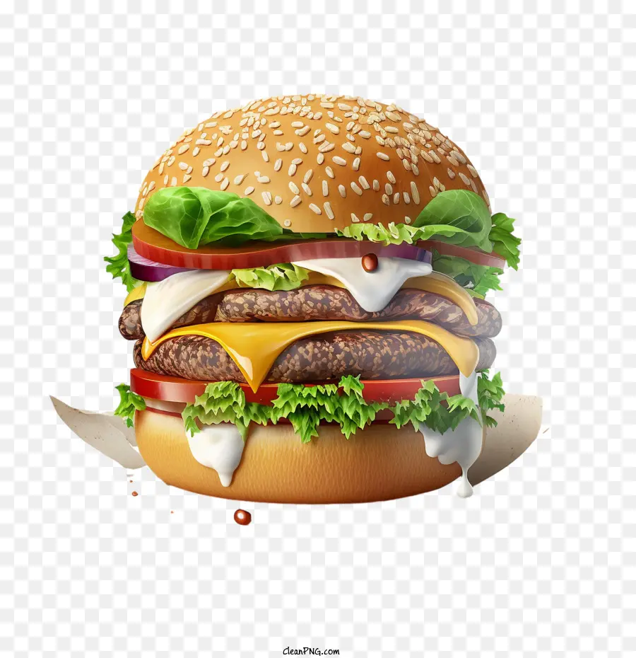 Hambúrguer Realista，Burger 3d PNG