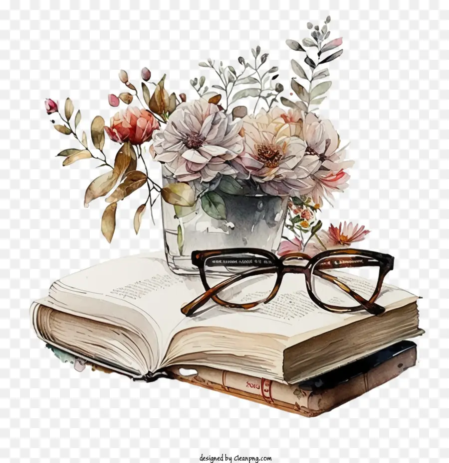 Dia Mundial Dos Professores，Livros Com Flores PNG