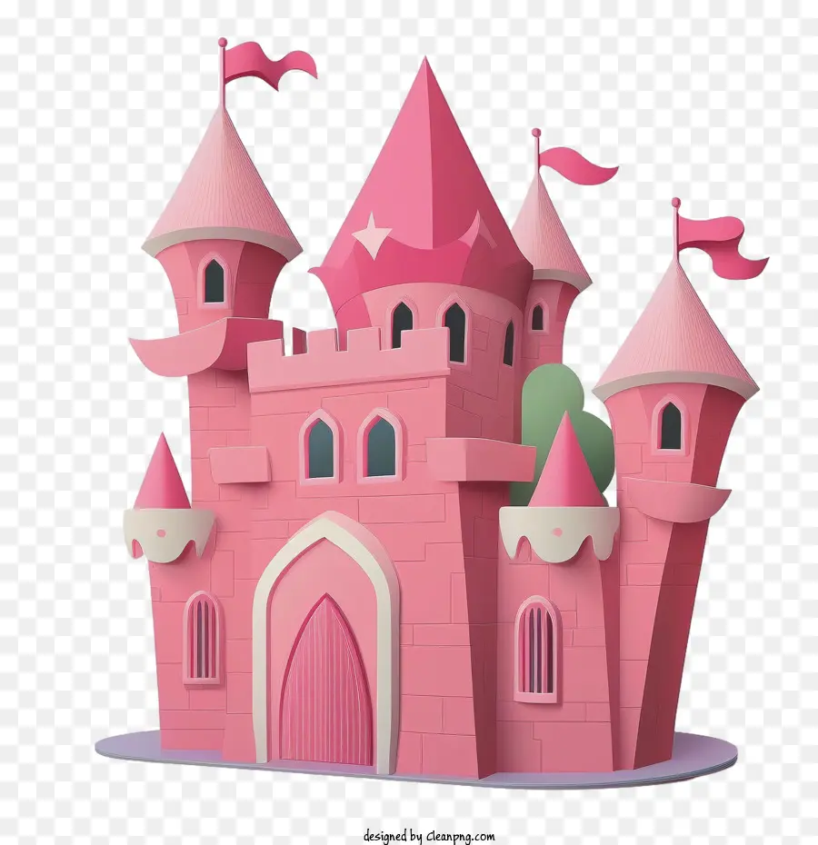 Cartoon Castelo，Cor De Rosa Castelo PNG