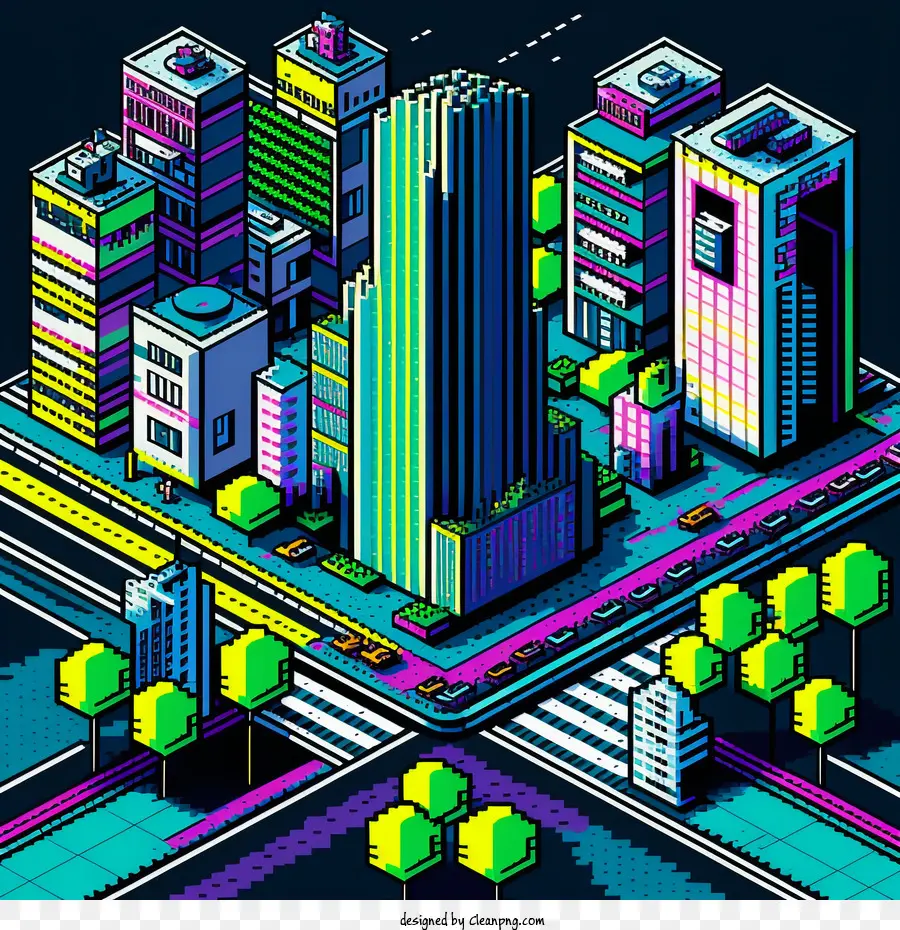 Pixel Arte Da Cidade De，Paisagem Urbana PNG