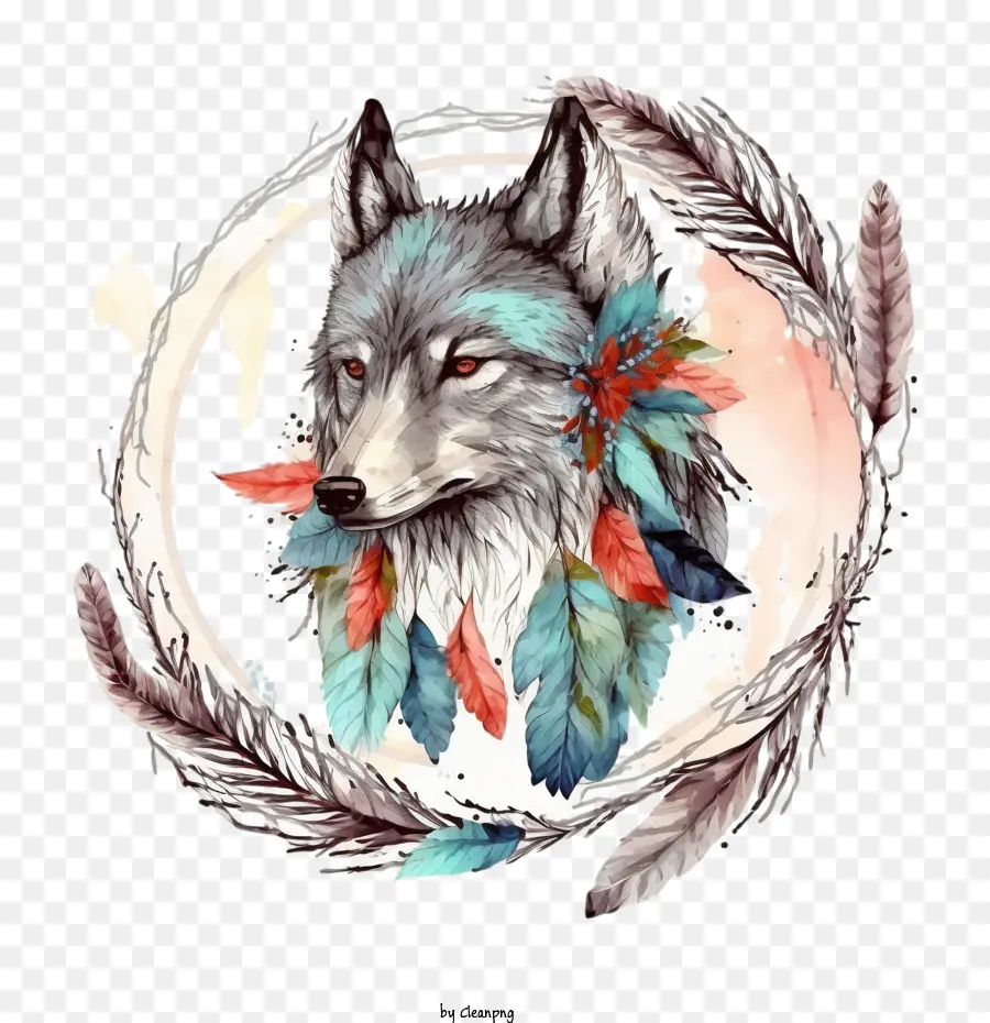 Aquarela Lobo，Cabeça De Lobo PNG