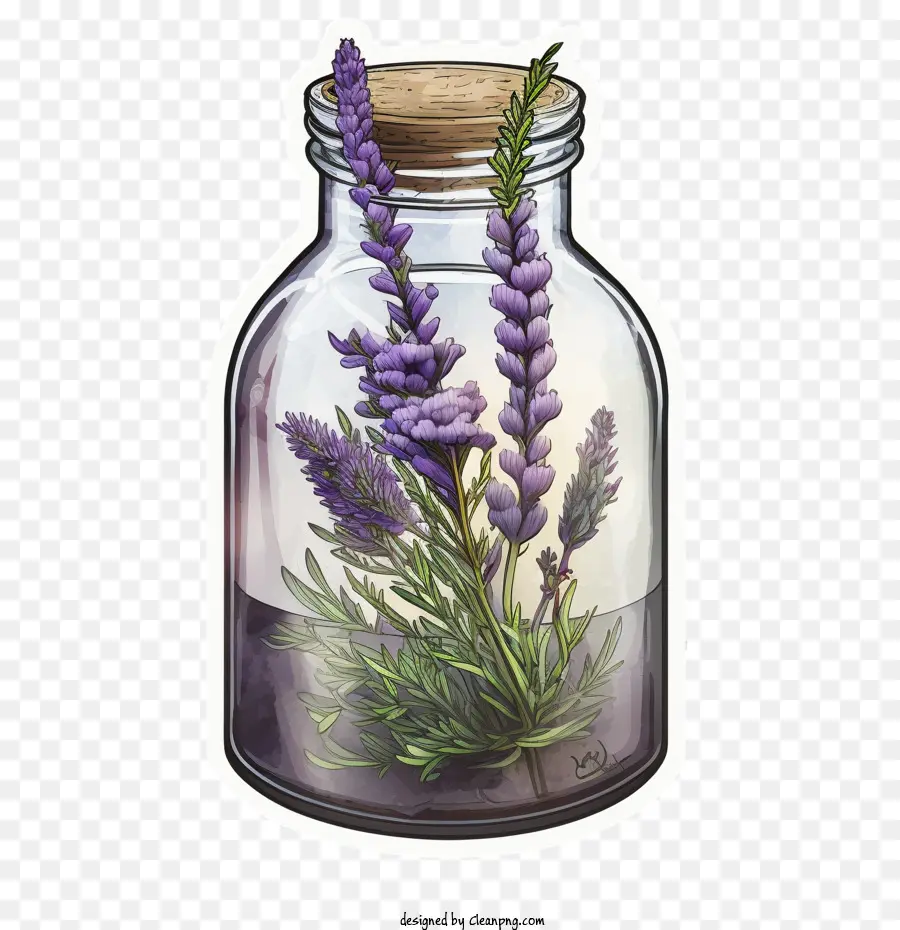 Lavanda，Lavanda Em Uma Garrafa De Vidro PNG