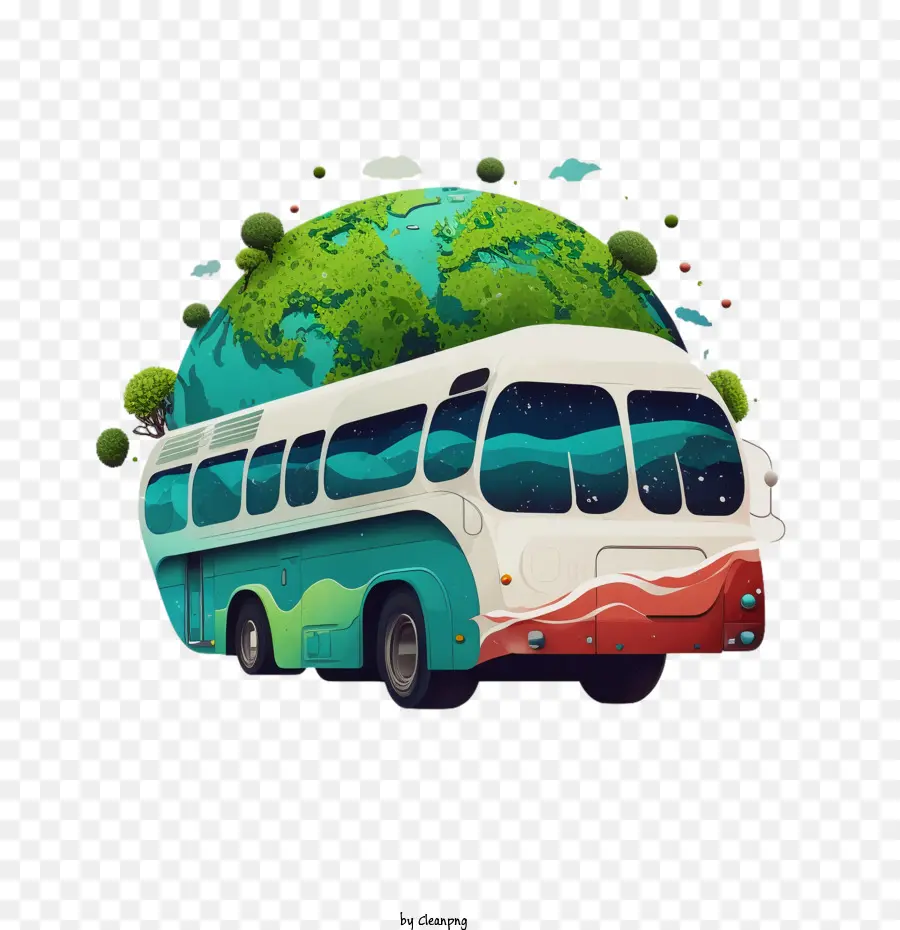 Cartoon De ônibus，Barramento Ecológico PNG