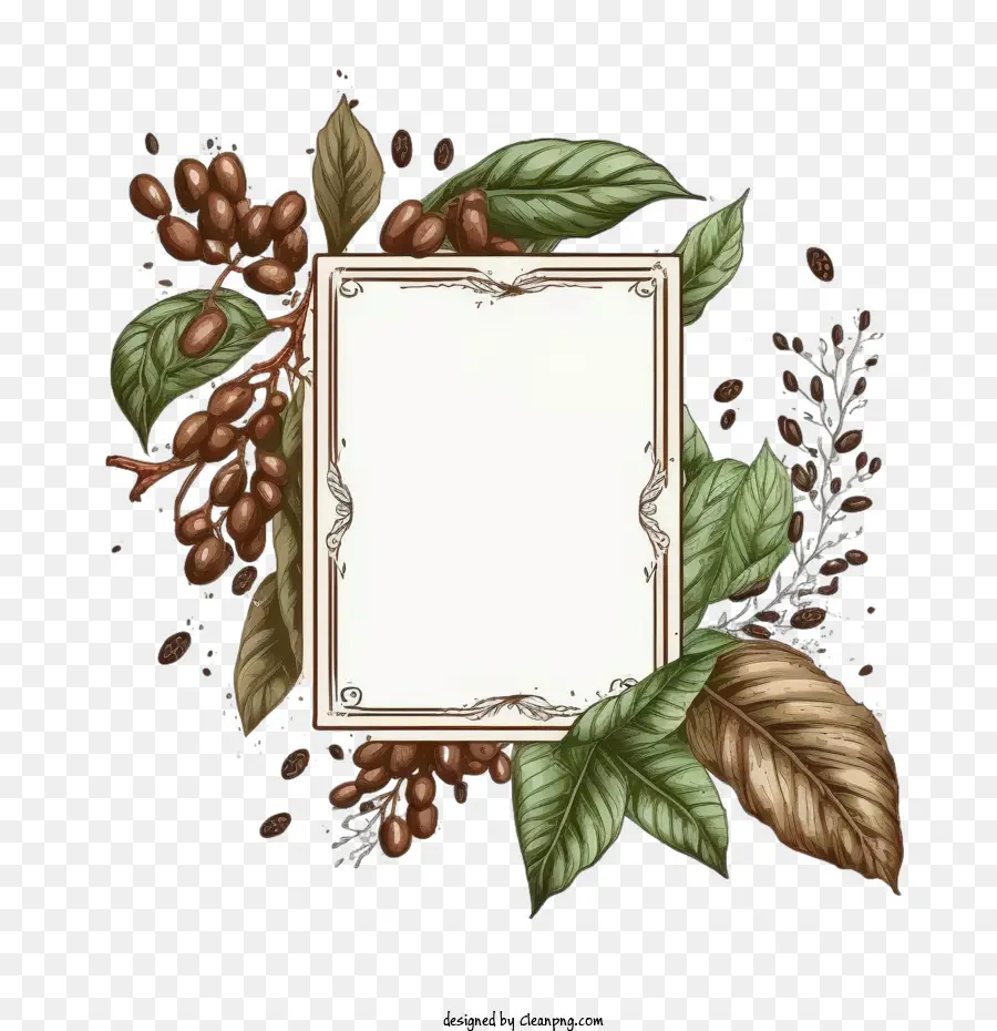 Mão Desenhada Grãos De Café，Quadro De Retângulo De Grãos De Café PNG