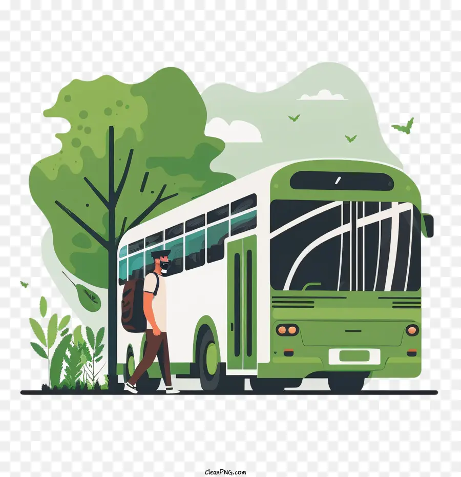 Cartoon De ônibus，Barramento Ecológico PNG