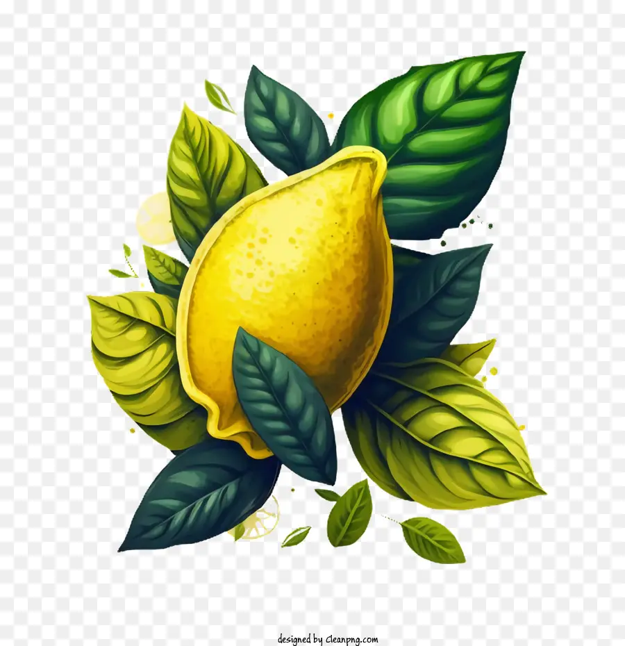 Cores Dos Anos 90 De Limão，Limão Com Folhas PNG