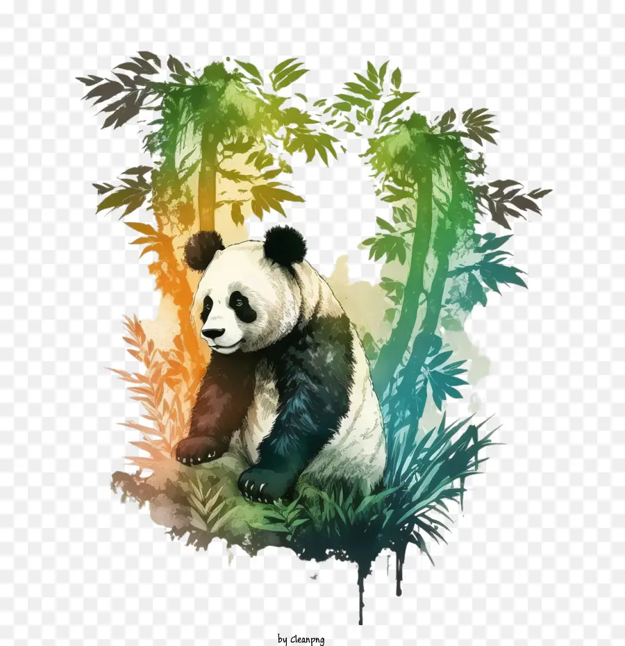 Aquarela Panda，Bambu De Escalada De Panda PNG