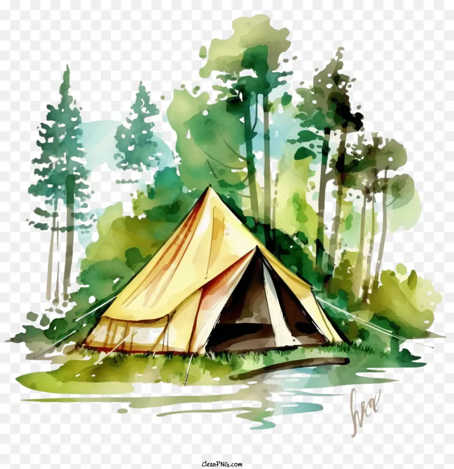 Acampamento De Verão Em Aquarela，Acampamento De Verão Com Barraca PNG