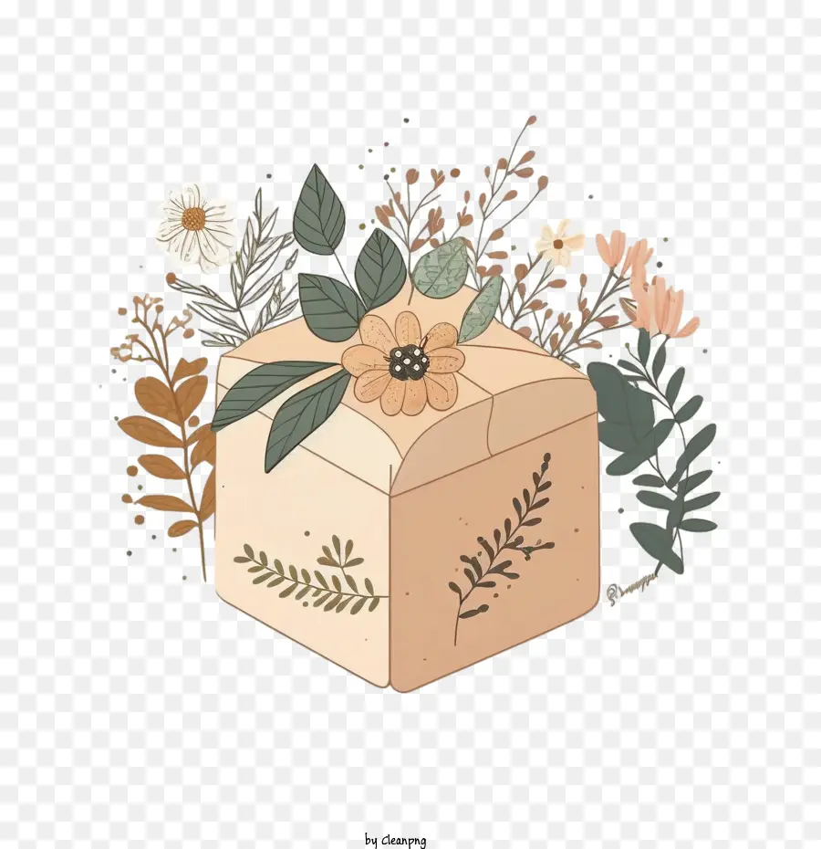 Bonito Caixa De Presente，Caixa De Presente Com Flores PNG
