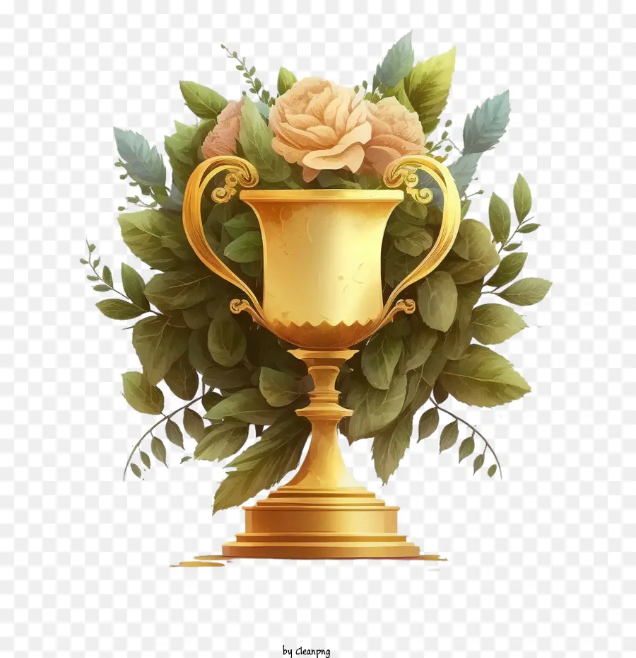 Troféu De Ouro Da Copa，Copo De Troféu Com Flor PNG