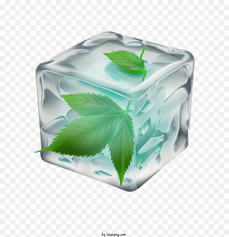 Folha De Hortelã，Cubo De Gelo PNG