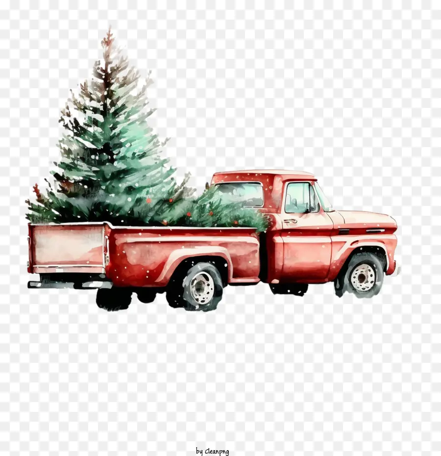 Caminhão Vermelho，árvore De Natal PNG