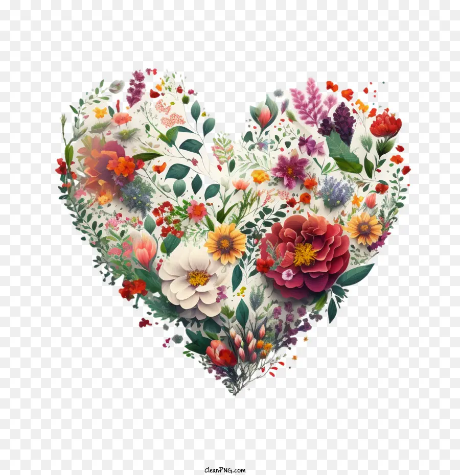 Flores De Coração，Coração Floral PNG