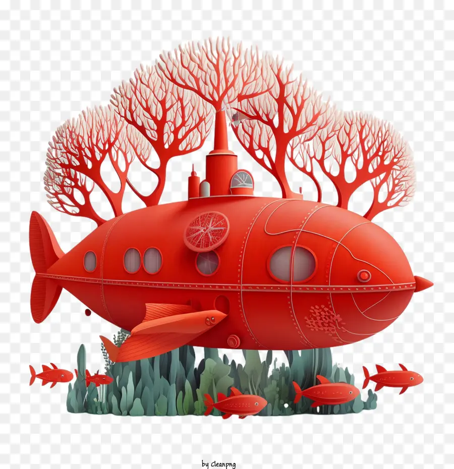 Submarino Vermelho，Submarino De Madeira PNG