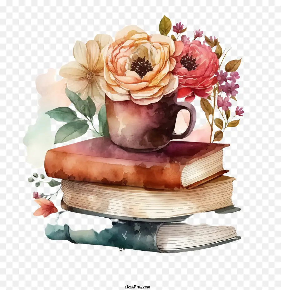 Pilha De Livros，Pilha De Livros Em Aquarela PNG