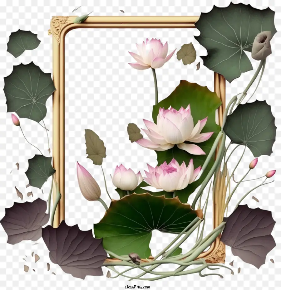 Lotus Quadro，Floral Moldura PNG
