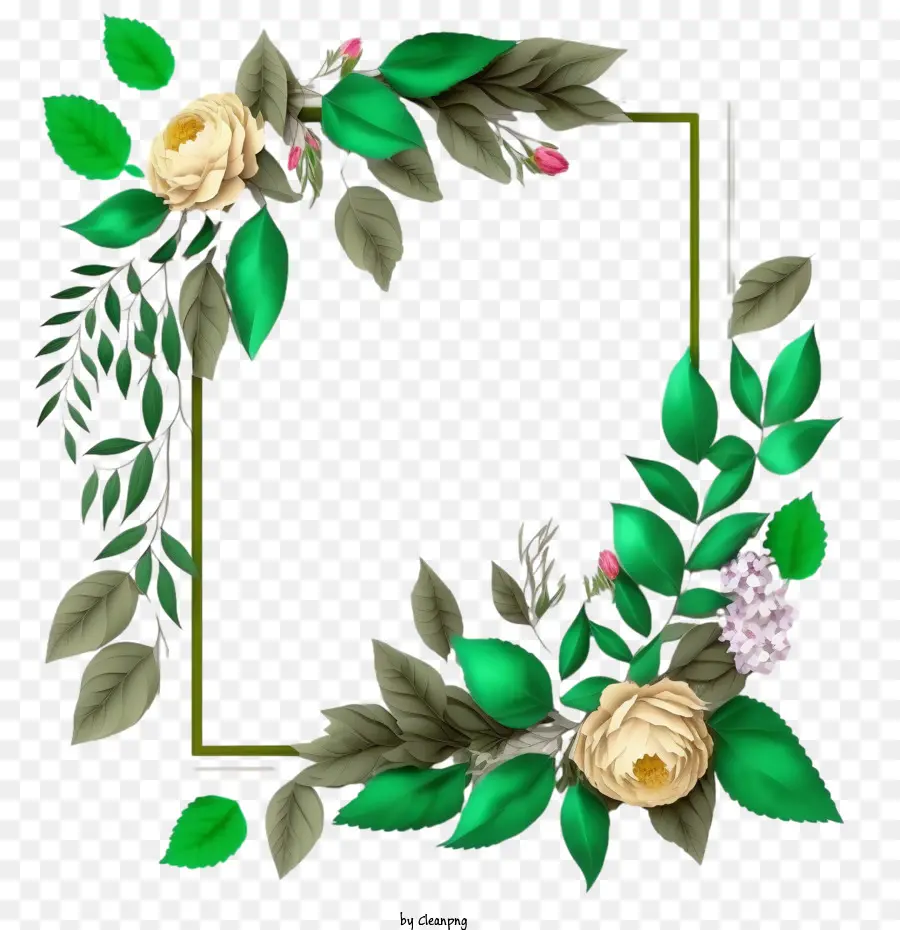 Floral Moldura，Flower Frame PNG