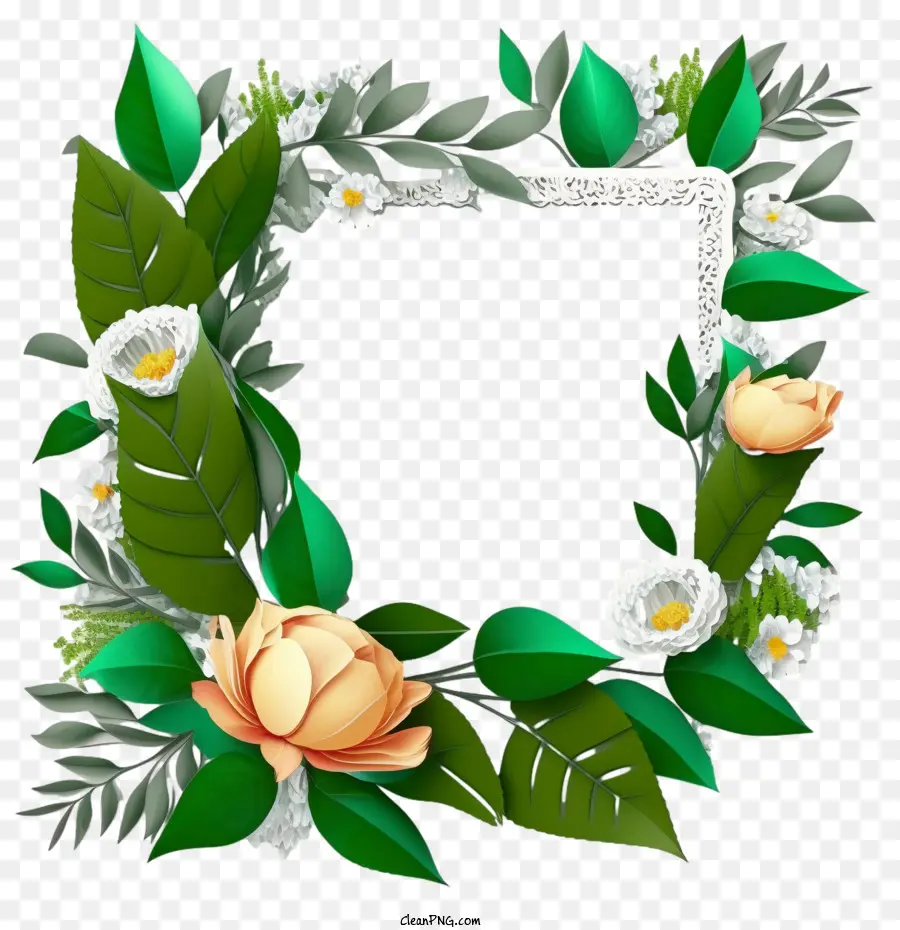 Floral Moldura，Flower Frame PNG