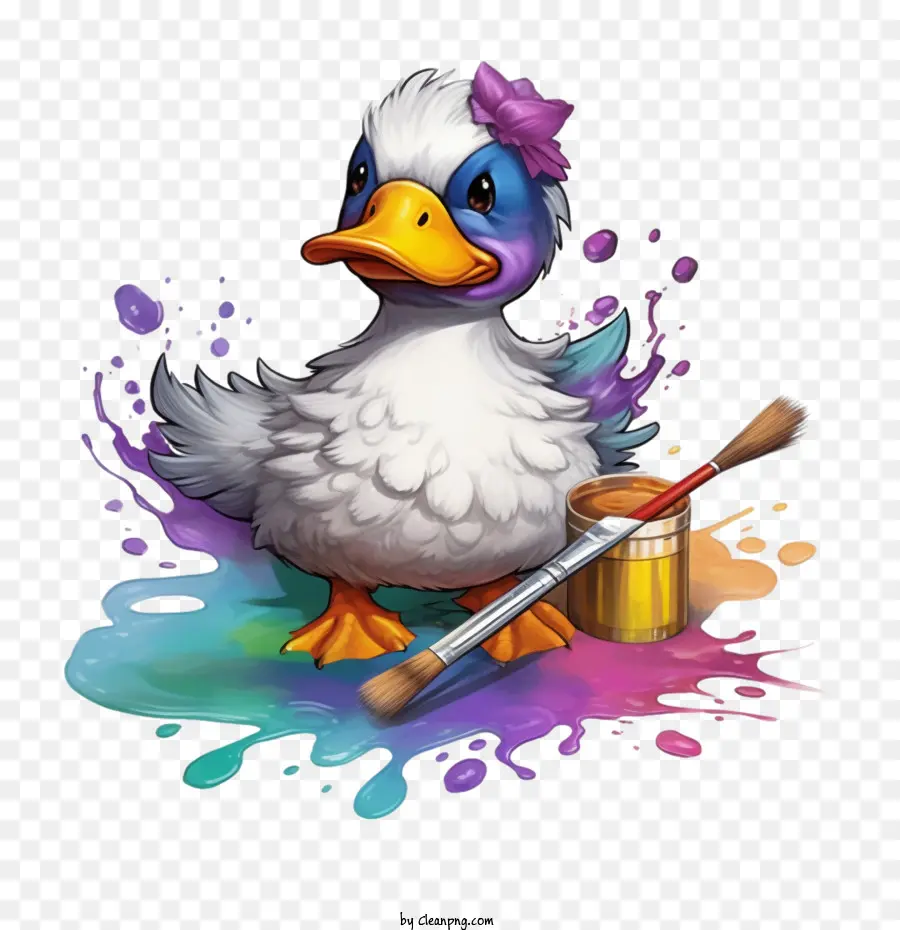 Tintas Multicoloridas Pato，Dos Desenhos Animados De Pato PNG