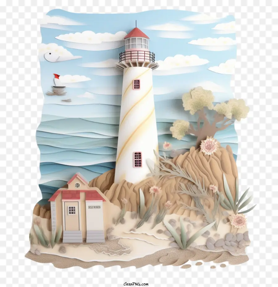 Lighthouse，Farol De Arte De Papel PNG