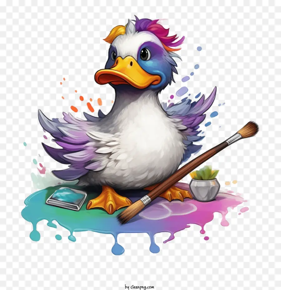 Tintas Multicoloridas Pato，Dos Desenhos Animados De Pato PNG