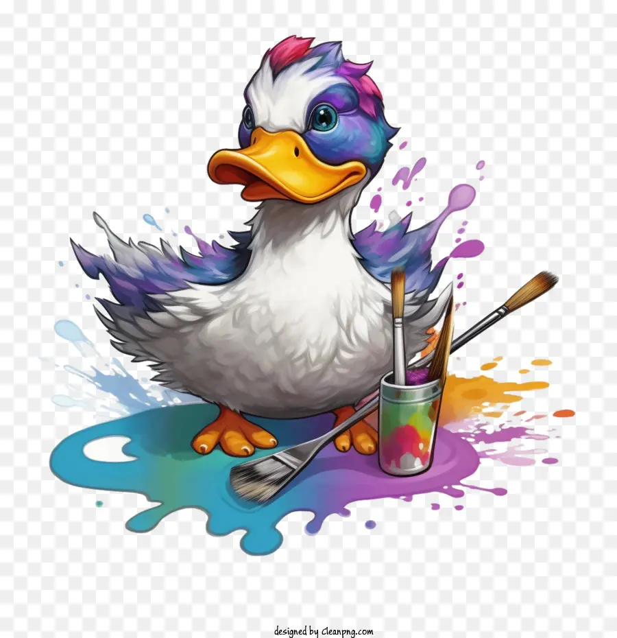 Tintas Multicoloridas Pato，Dos Desenhos Animados De Pato PNG