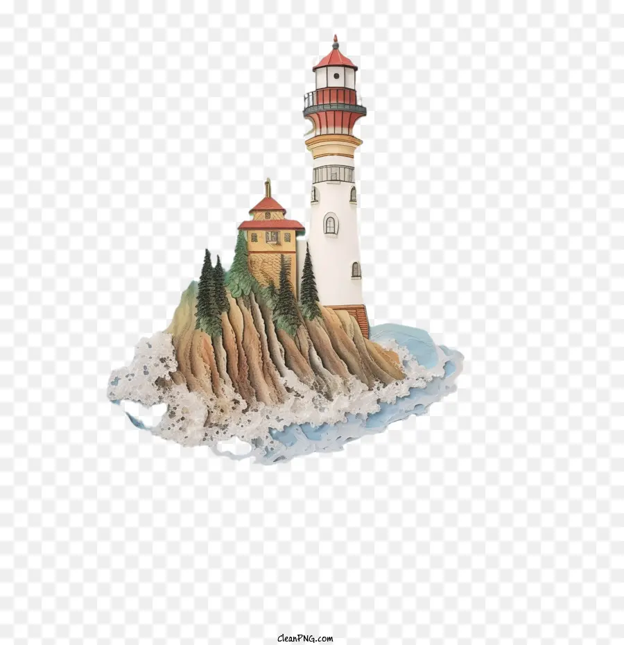 Lighthouse，Farol De Arte De Papel PNG