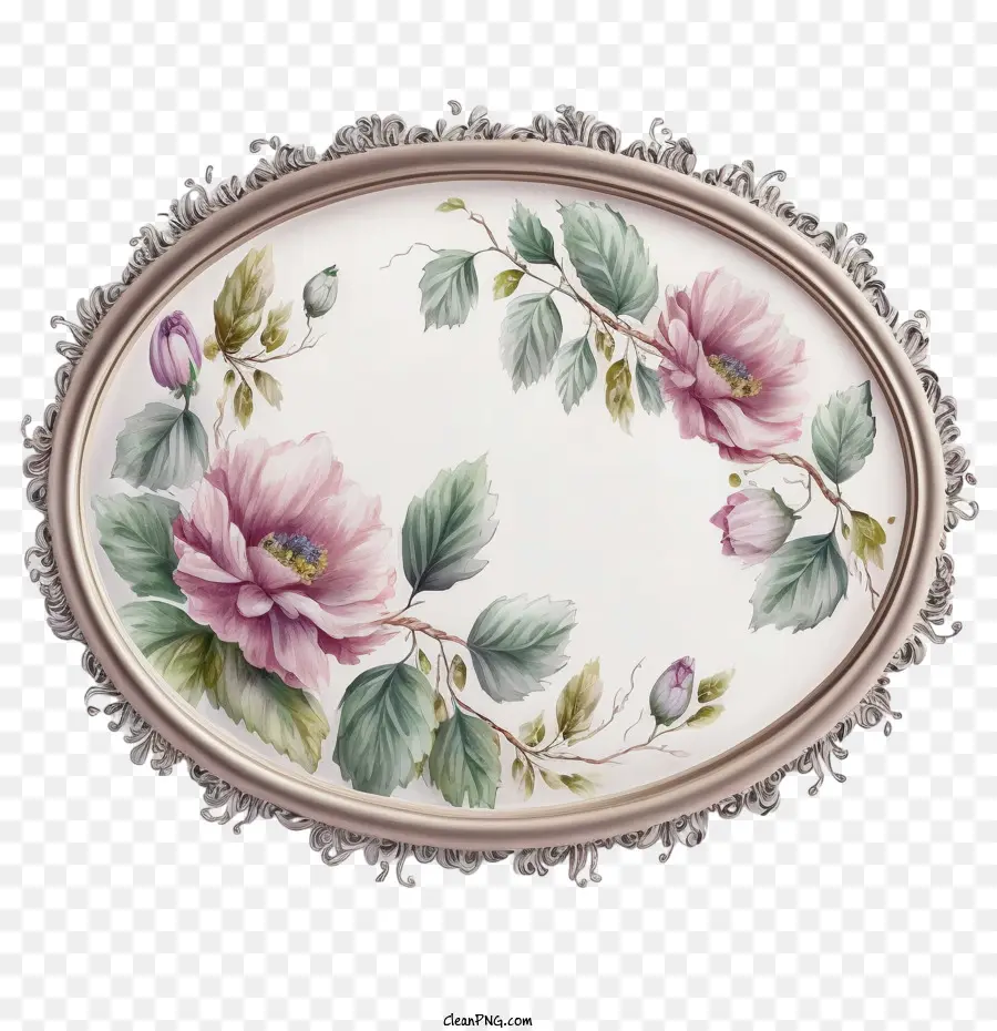 Moldura Oval，Floral Moldura PNG